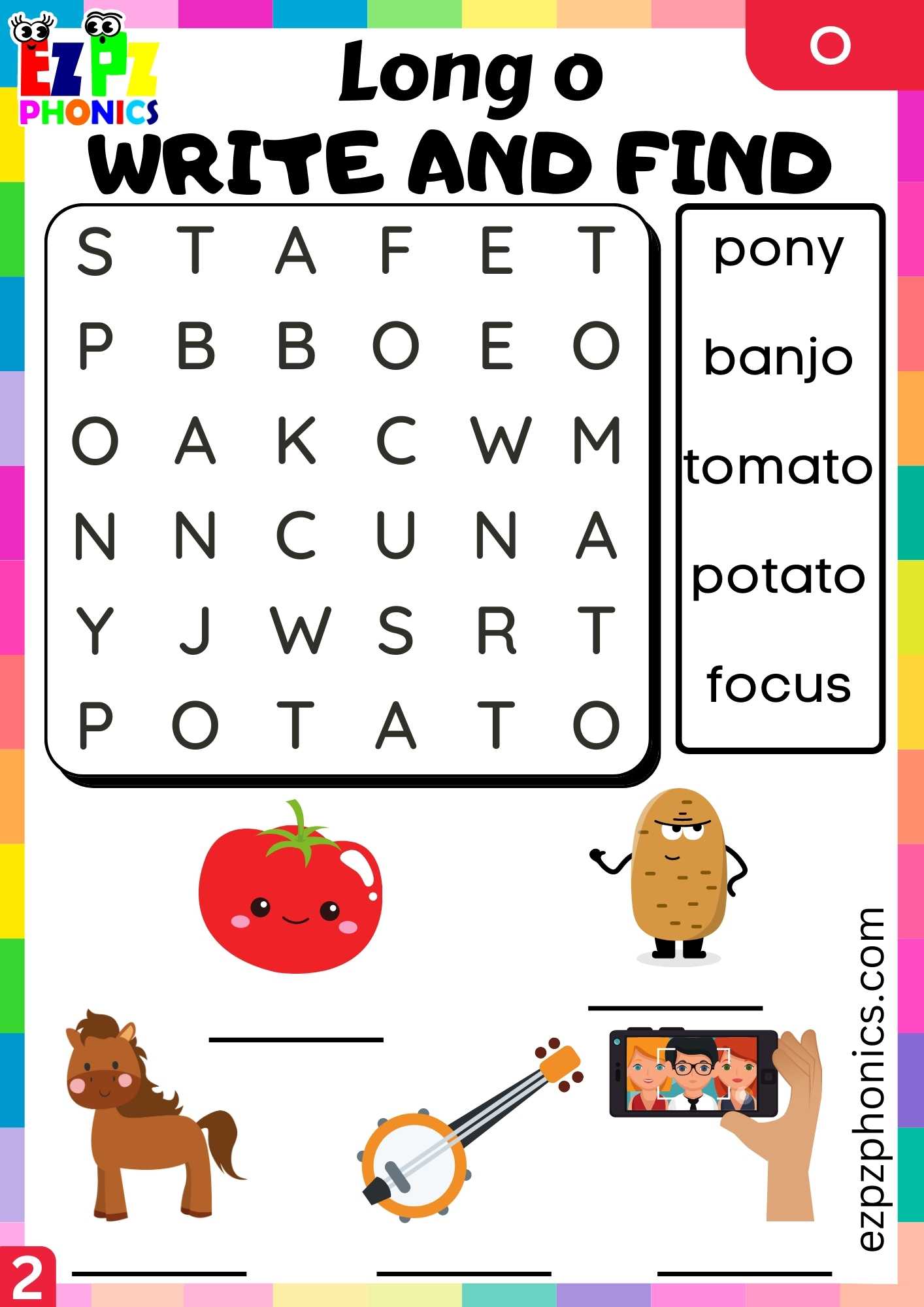 Group2 O Words Write And Find Long O Phonics Worksheet